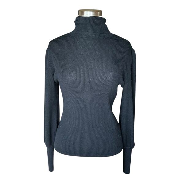 J.CREW Black Lightweight Merino Wool Long Sleeve Turtleneck Sweater Women's S - Picture 1 of 6